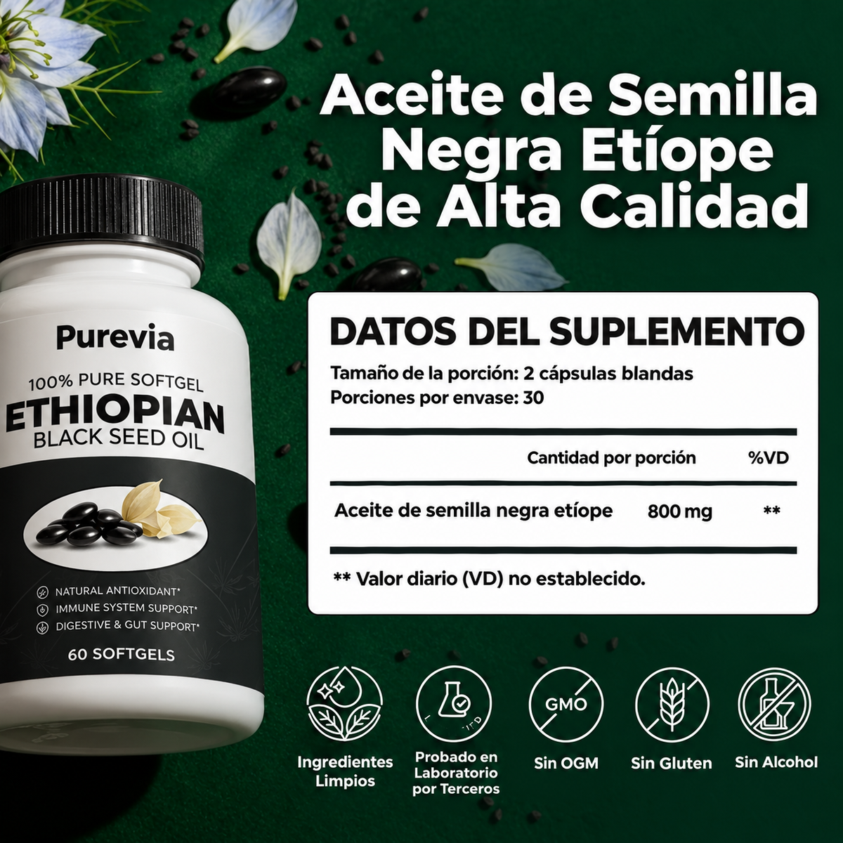 Purevia Aceite de Comino Negro Etíope